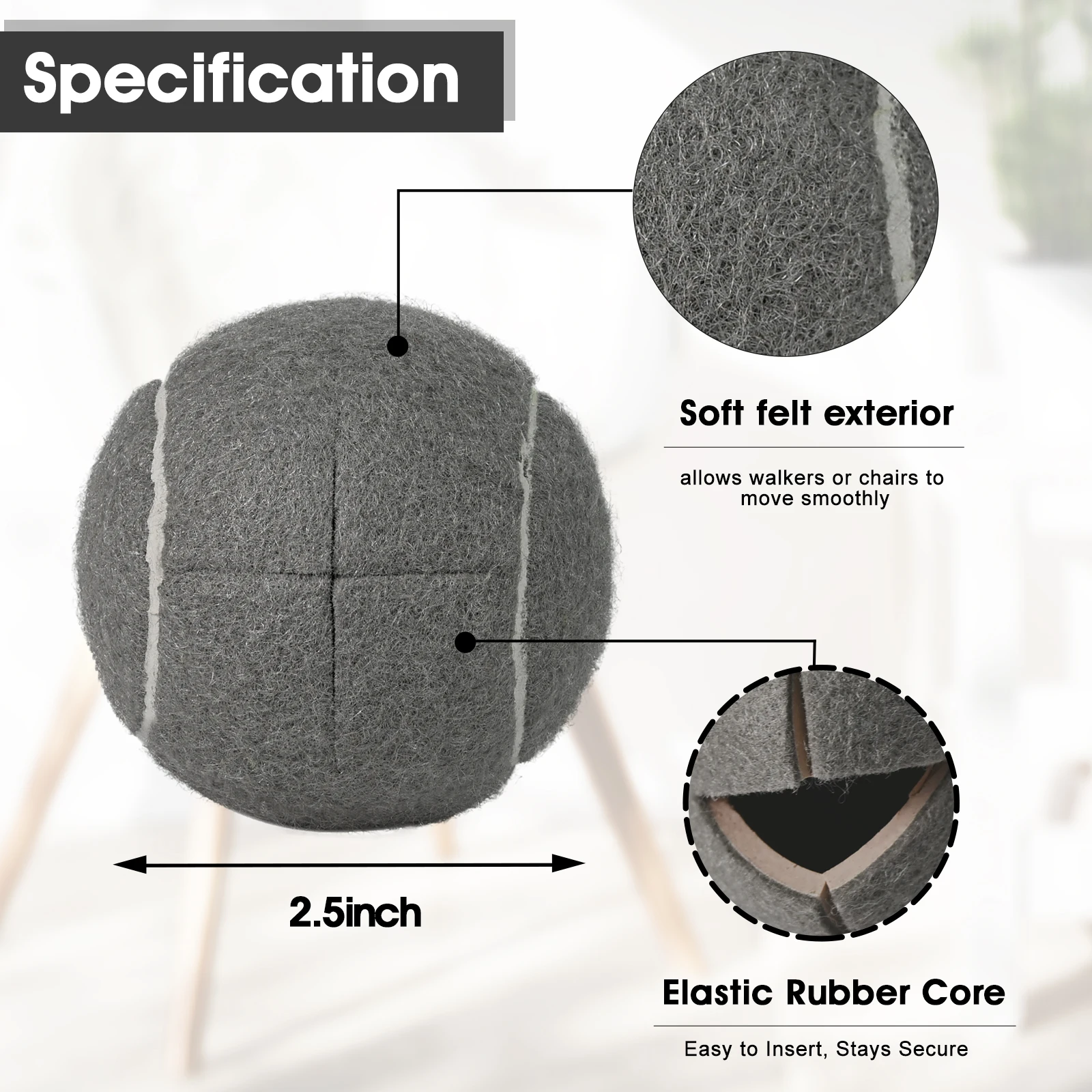 كرات تنس مقطوعة مسبقًا، تناسب معظم المشايات والكراسي، ابق آمنًا، دون انزلاق المشاية، كرات التنس لتقليل الضوضاء #6