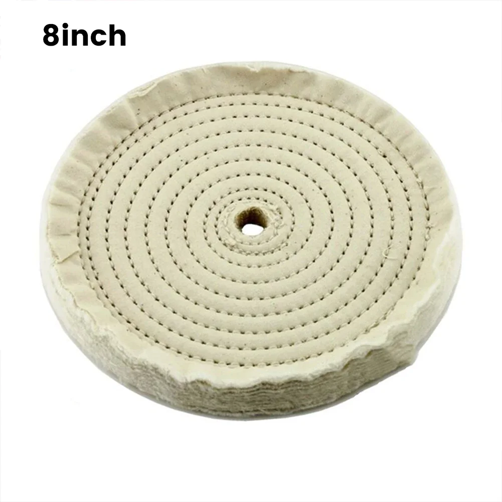 

White Cloth Buffing Wheel 8inch Soft Cotton Cloth Buffing Wheel Polishing Pad 200mm For Bench Grinder Griding Machine 50Ply