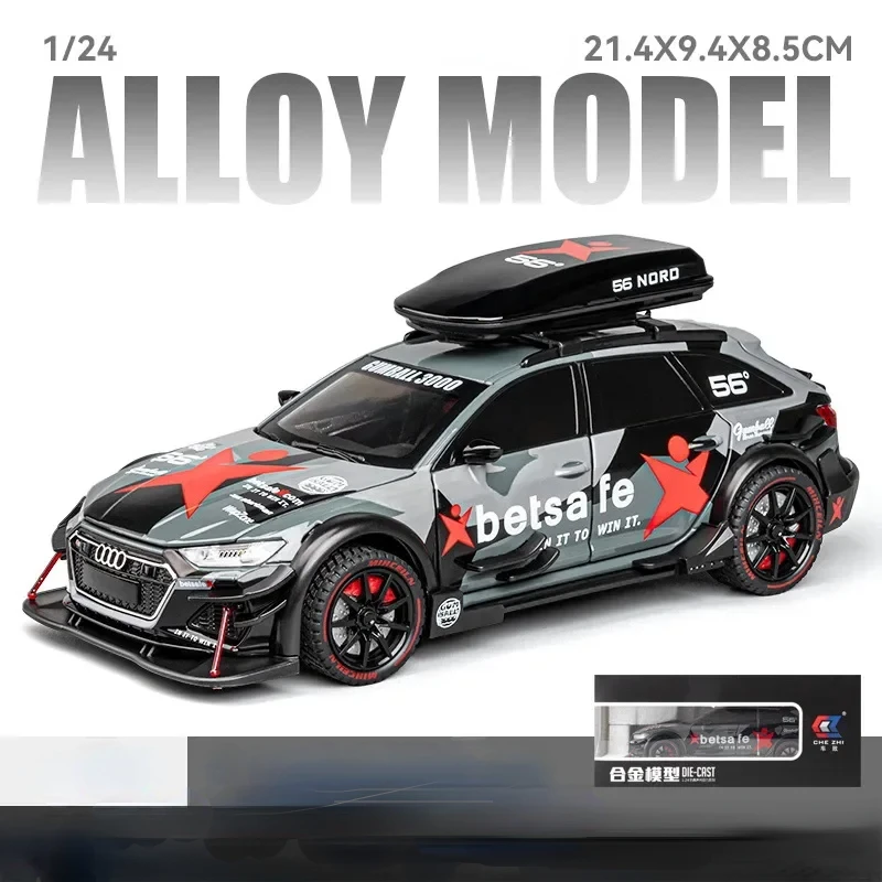 1:24 Audi RS6 versión modificada modelo de coche de juguete aleación Diecast con luz trasera y sonido modelo coches niños regalos para niños
