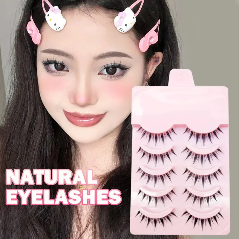 5 Pairs Of Natural Makeup Daily Makeup Cos Eyelashes Simulated Grafting Fish Tail Segmented Eyelash Facial Makeup Tool