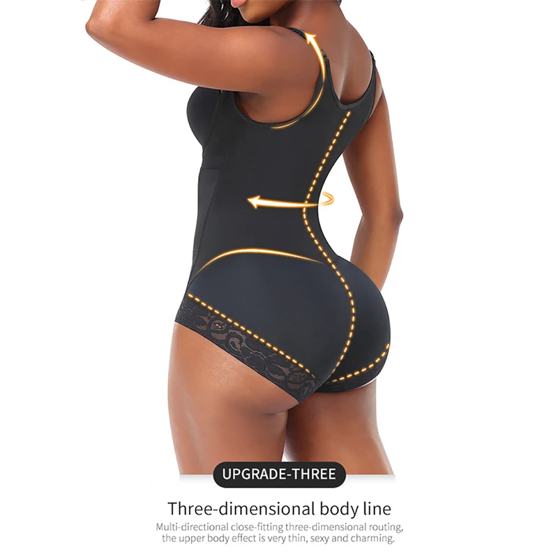 Compression Shapewear for Women Tummy Control Fajas Reductoras y Moldeadoras Body Shaper Zipper Open Bust Slimming Bodysuit Belt