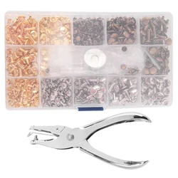 Rivets For Leather, 300 Sets Double Cap Rivets 3 Sizes 3 Colors And 4 Fixing Tools DIY Leather Craft Clothes Boots Bags