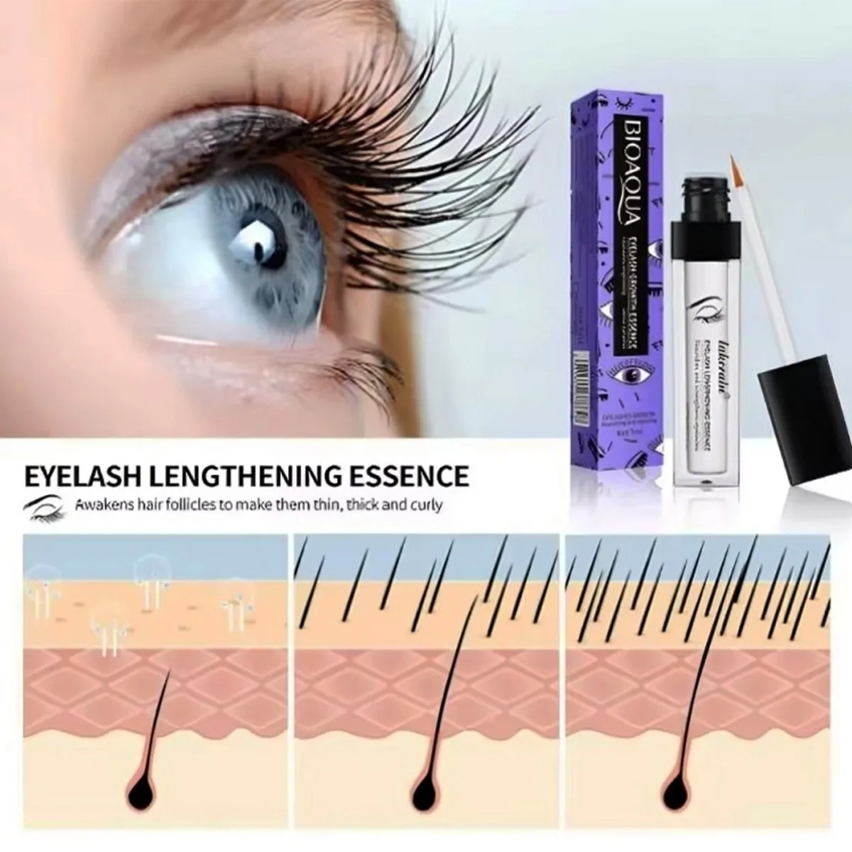 Soro de crescimento rápido de cílios, 7 dias, intensificador de cílios natural, mais cheio, mais grosso, curvador, tratamento de cílios, produtos de cuidados com os olhos, maquiagem