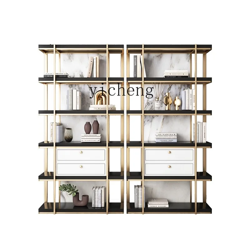 ZK Light Luxury Stainless Steel Bookshelf Living Room Modern Simple Storage Display Rack Antique Shelf High-End Bookcase