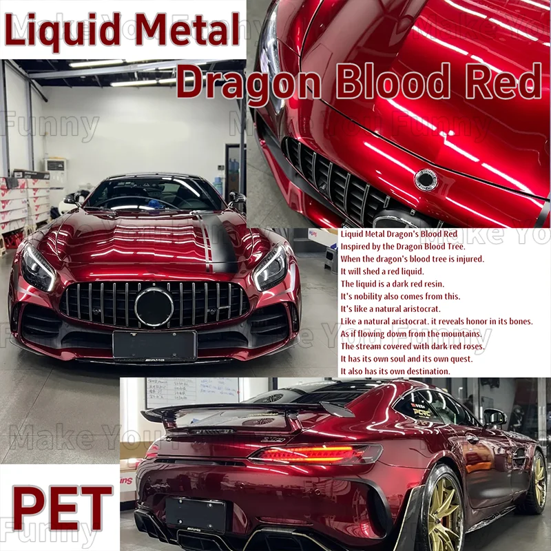 

PET Gloss Dragon Blood Red Metallic Vinyl Wrap Film Roll Self Adhesive Gentiana Red Car Motorcycle Wrapping Decals 1.52*18M