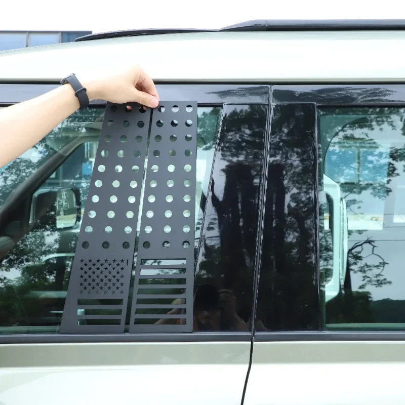 

For Land Rover Defender 110 130 2020-2025 Aluminum Alloy Black Car Window Center Pillar Honeycomb Panel Trim Car Accessories