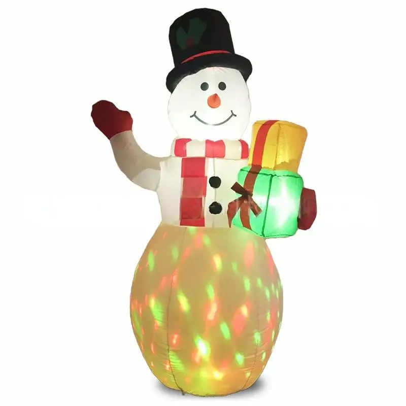 2.4M/1.5M Christmas Inflatable Cane Snowman With Color Rotating Gradient flashing LED Lights Party Indoor Christmas Decoration