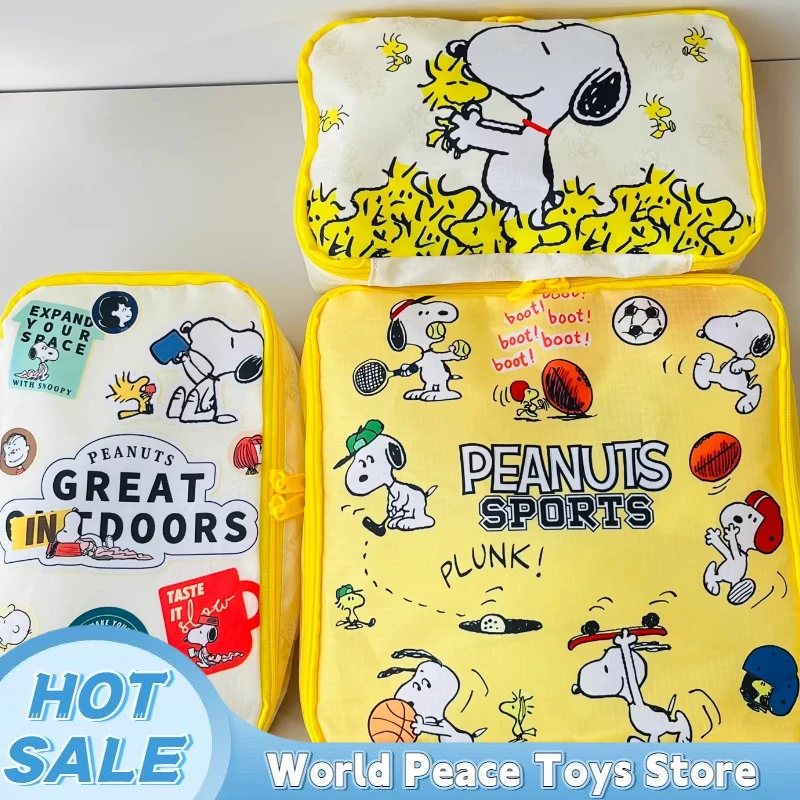 

3pcs/Set Anime Snoopy Storage Bag Cartoon Large Capacity Cosmetic Bag Travel Light Clothing Packaging Travel Bag Kids Gift