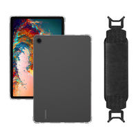 2-IN-1 For Samsung Galaxy Tab A9 Plus SM-X210 SM-X215 SM-X216B Clear TPU Shockproof Back Cover Case + Security Hand Strap