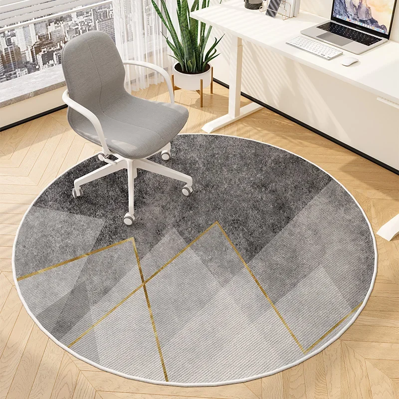 Modern Simple Round Carpet – Study Computer Chair Non-Slip Floor Mat, Office Swivel Chair Soundproof Rug for Home Decoration