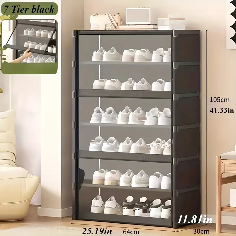 Simple Dustproof Shoe Storage Cabinet Floor Type Easy Assemble Shelf For Dorm Bedroom Rental House Entryway Organizer Supplies image 3