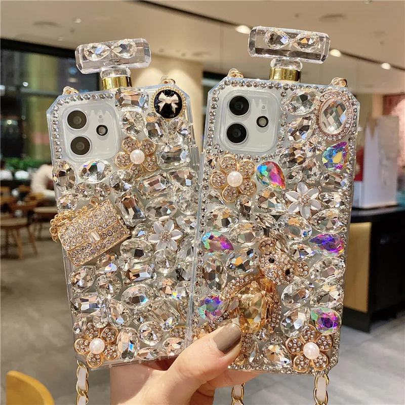 

Pumpkin Case For Samsung Galaxy S21 S24 S22 23 Ultra S20 Note 20 10 Plus Luxury Bling Rhinestone mirror pearl flower case Capa