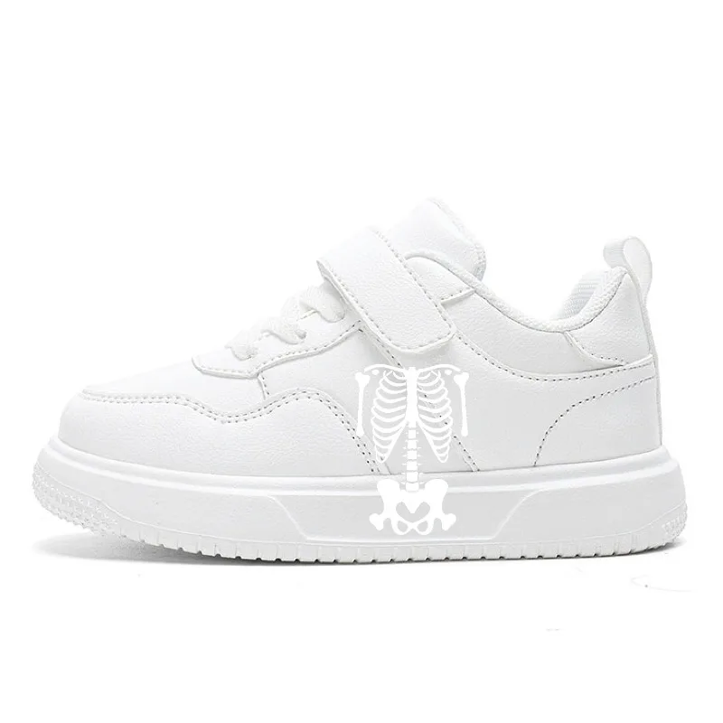 

Parent-child Board Shoes Fashionable Skull Letter Design Halloween Casual Vulcanized Velcro Anti-slip Walking Tennis Shoes