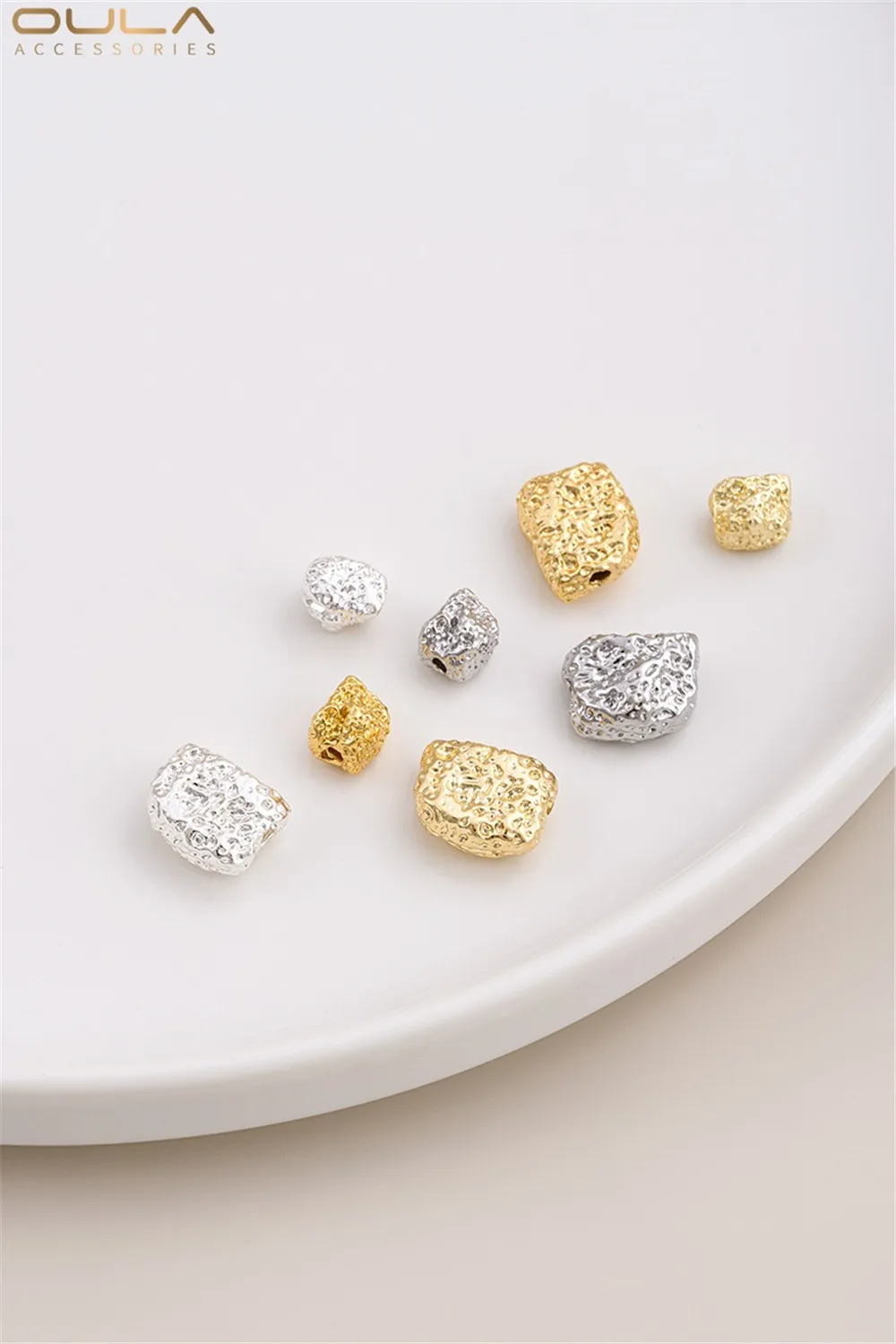 

Copper Plated 14K Light Gold 18K True Gold Pitted Irregular Beads Meteorite Spacer Beads Diy Handmade Jewelry Loose Bead Materia