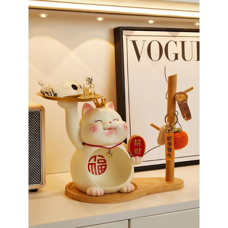 

Lucky Cat Ornament Entrance Living Room Year of the Dragon Key Storage Shelf Housewarming New Home Gift