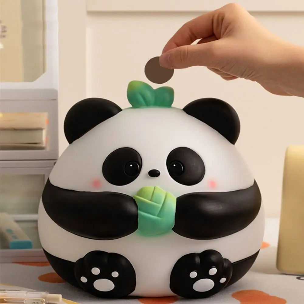 Durable Creative Panda Money Bank Cartoon Panda Shaped Savings Tank Pig Shaped Vinyl Money Saving Box Desktop Decor