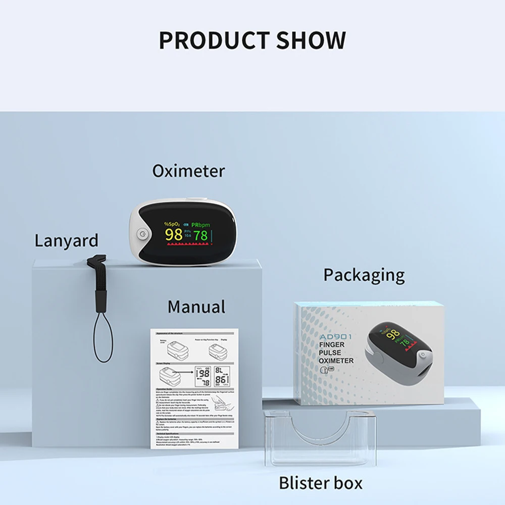 AiQUE مقياس التأكسج لنبض الإصبع من الدرجة الطبية SpO2 مراقب TFT المحمول مراقب تشبع الأكسجين في الدم للبالغين كبار السن #5