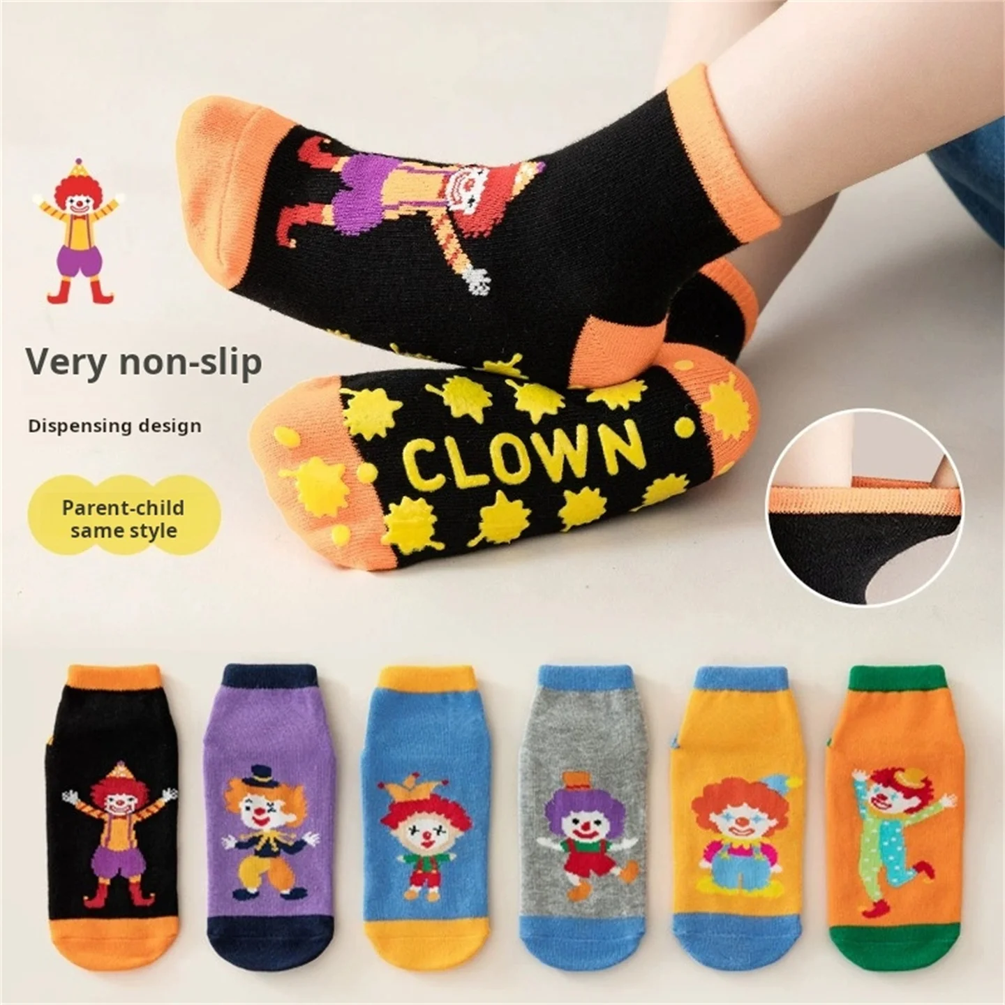 

6 пар/лот, носки-батуты с героями мультфильмов для взрослых и детей, Нескользящие носки-тапочки для дошкольного образования, игровая площадка для родителей и детей