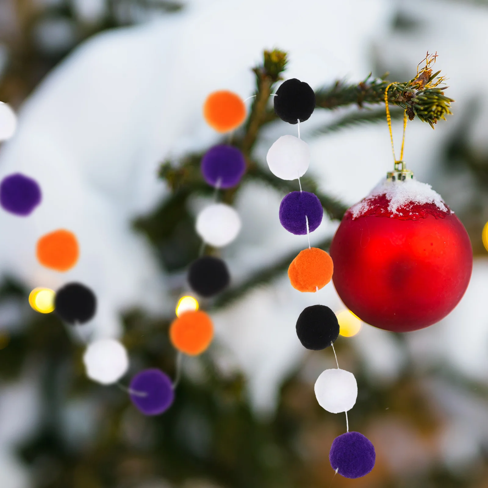 

Halloween Felt Ball Banner Festival Decor Easy to Hang Wall Window Door Stage Photo Scene Setting Halloween Banner