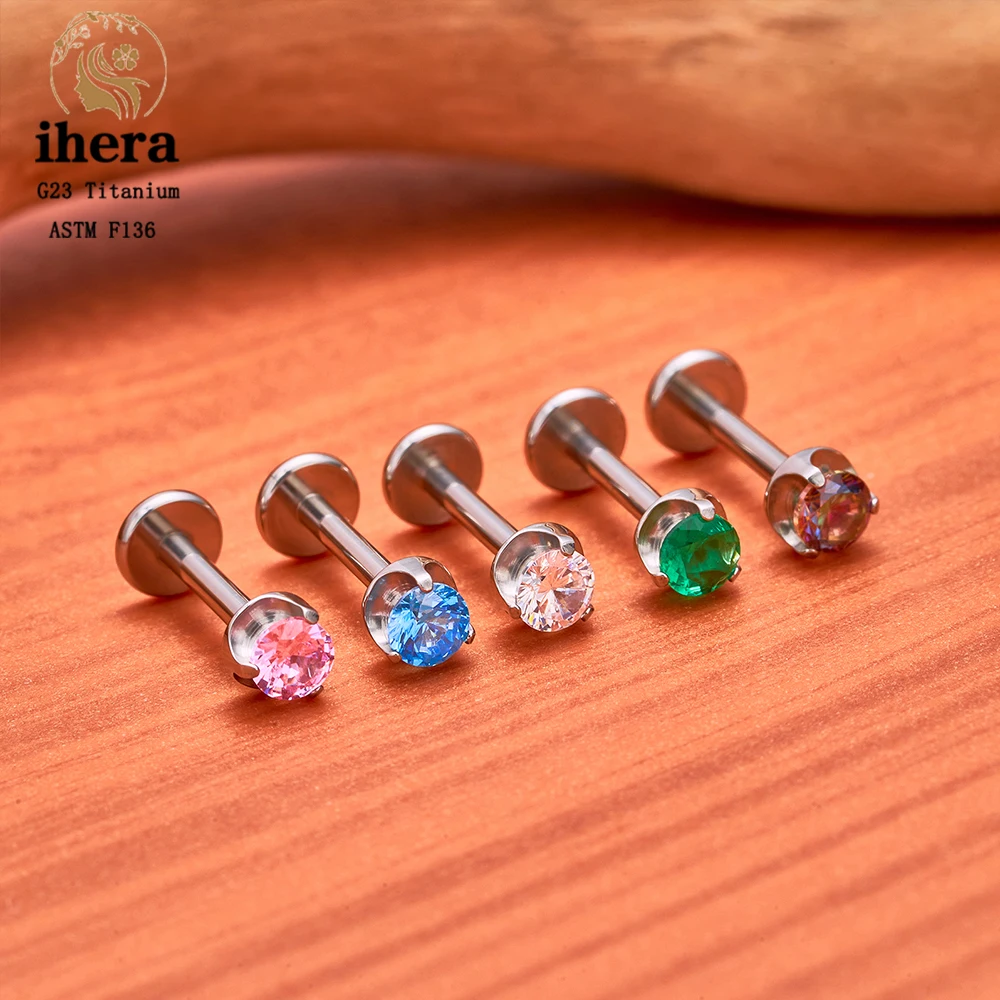 ASTM F136 Titanium 2.5/3/4mm CZ Labret Lip Stud 16G Cartilage Earring Tragus Helix Conch Flatback Earlobe Piercing Body Jewelry