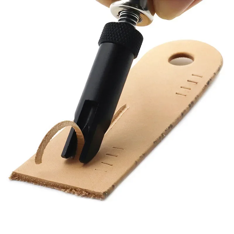 Grooving Leather Tool V-shaped Groove Pusher Useful Trencher with Adjustable Cutter Head and Solid Wood Handle Leather Tool