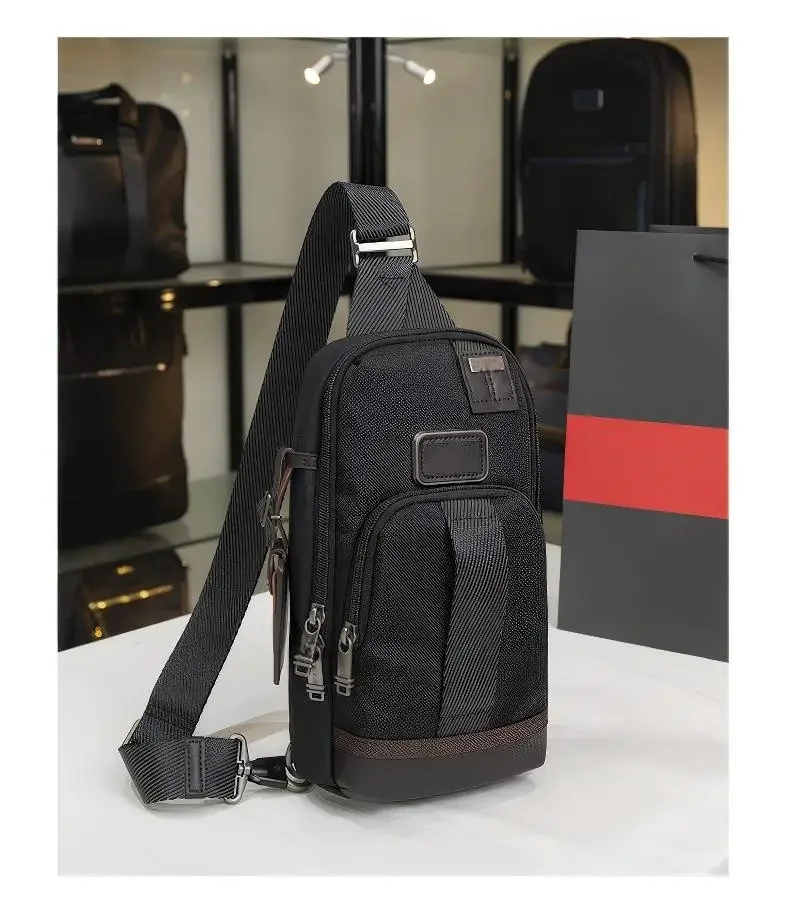 Men's Professional Crossbody - Structured Nylon Chest Bag with Leather Accents for Business Casual 222402