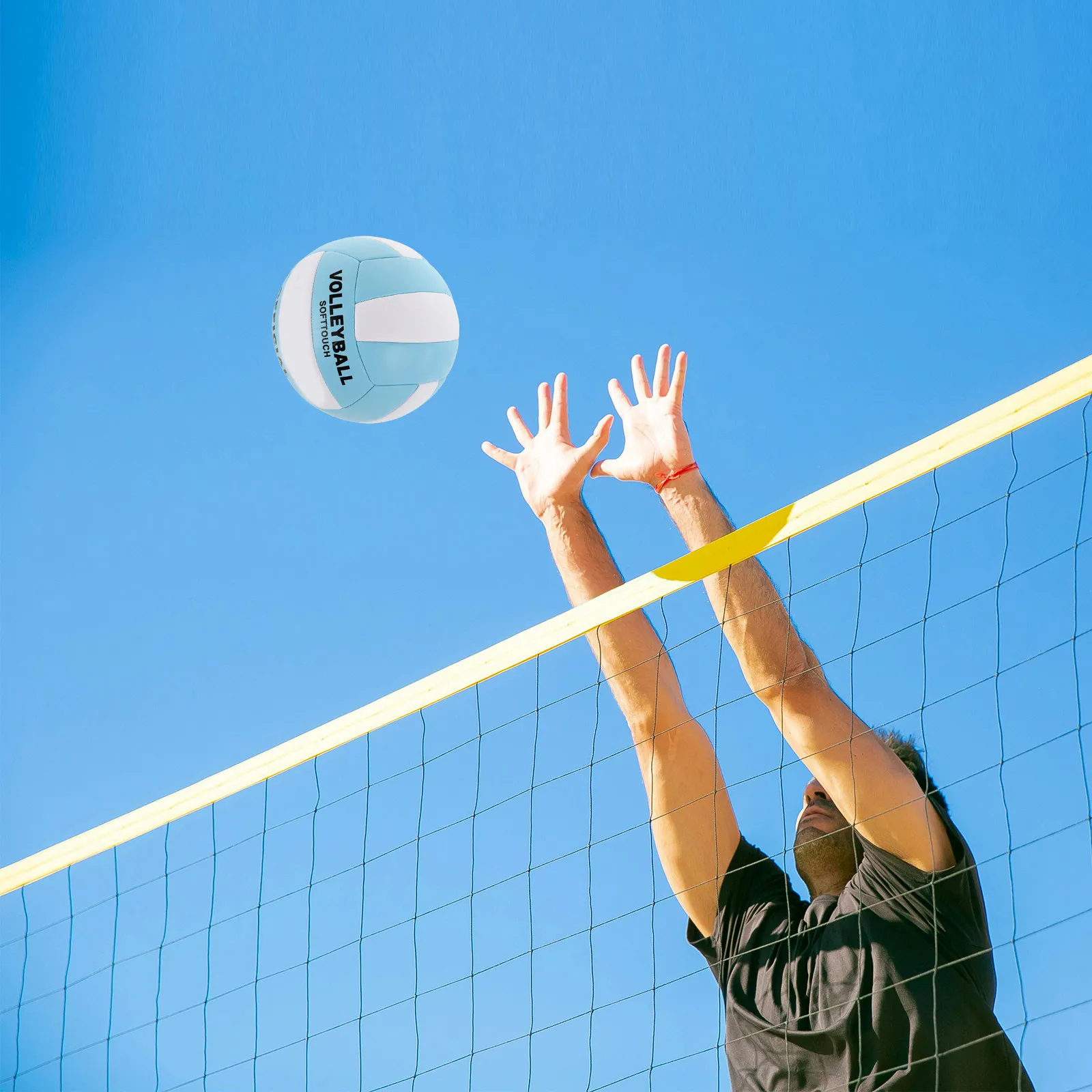 Soft Volleyball Official Size 5 Machine Stitched Antiburst Design Indoor Training Suitable for Adults Teens Blue PU