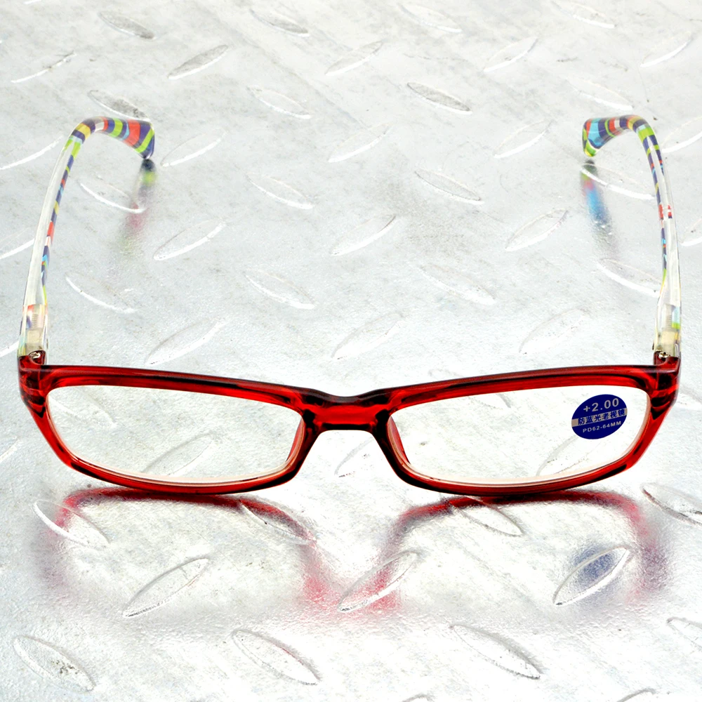 Handgemaakte Kleine Rechthoek Rood Frame Patroon Lente Tempels Vrouwen Leesbril + 0.75 + 1 + 1.25 + 1.5 + 1.75 + 4