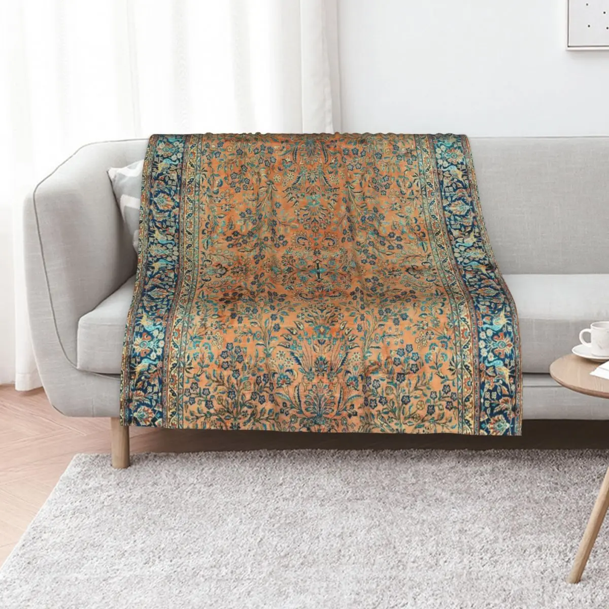 Manchester Kashan Floral Persian Carpet Print Throw Blanket for babies For Baby Luxury anime Blankets