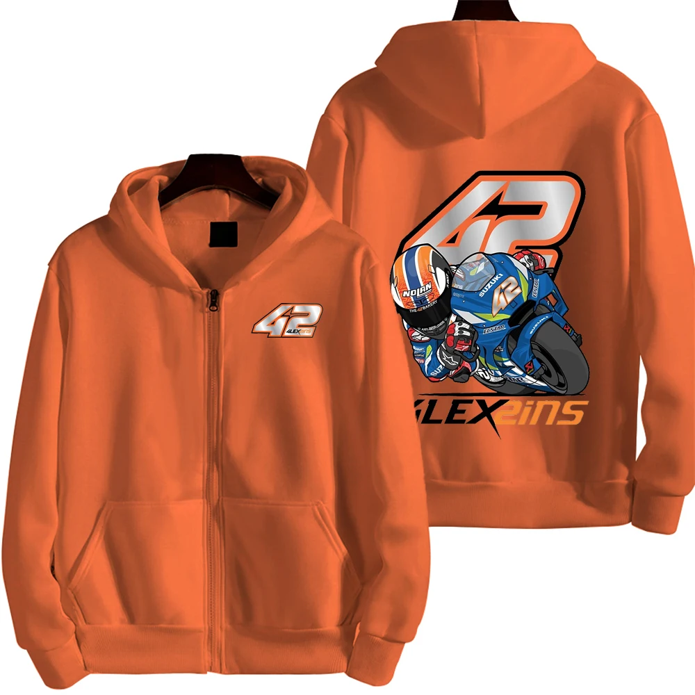 Alex rins 42 logotipo do motorista equipe de corrida da motocicleta dos homens zip up hoodie primavera outono moletom masculino novo esporte feminino 