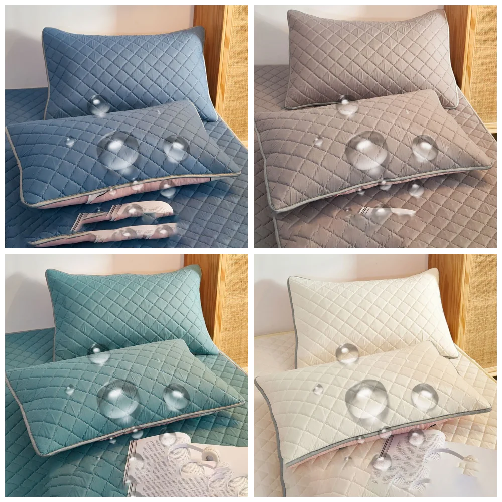 Northern Europe double-deck Pillowcase Waterproof Anti-Mite  Anti-Bacterial Quilted Cotton Pillow Case Bedroom Home Decoration