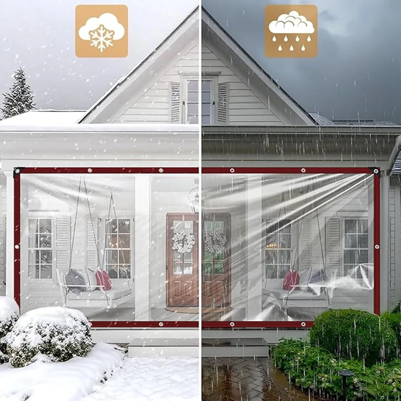 0.1 مللي متر حواف خضراء قابلة للتخصيص بولي ايثيلين فيلم شفاف في الهواء الطلق مقاوم للماء القماش المشمع لنافذة الشتاء استخدام يندبروف للجناح