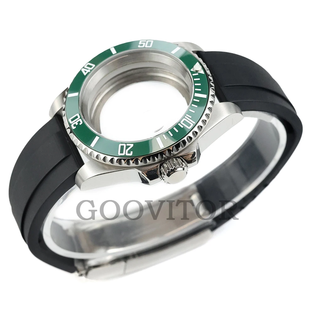 40mm Watch Case Rubber Bracelet For NH34 NH35 NH36 NH38 Movement Submariner GMT Yacht-Master Case Waterproof Watch Accessories