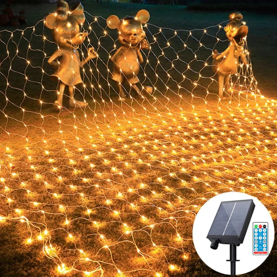 

Solar Net Bush Light Outdoor Waterproof LED Net Mesh Fairy Twinkle String Light With 8 Modes For Christmas Tree Wrap Garden Lawn