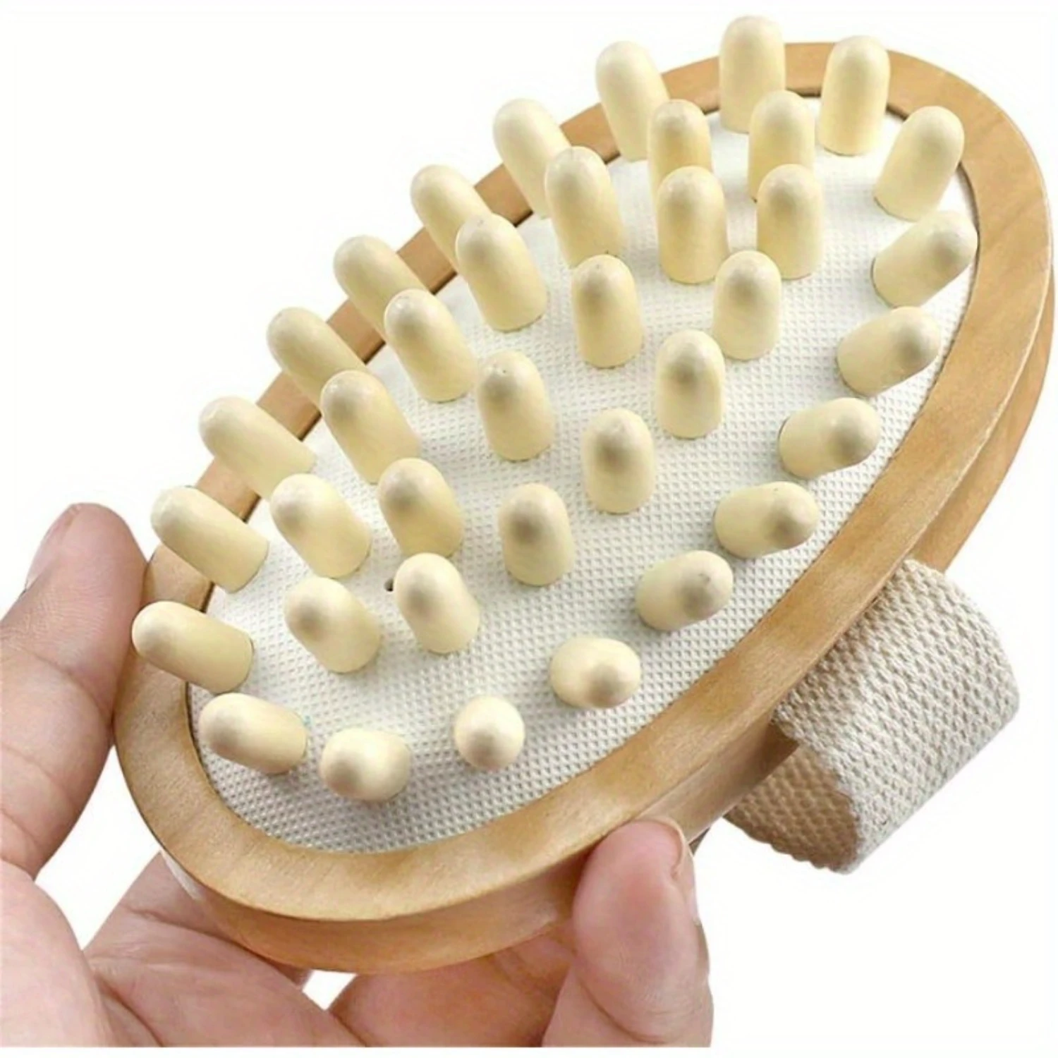 Natural Wooden Dry Body Brush for Cellulite Reduction and Improved Lymphatic Blood Circulation, Alcohol-Free Massage Brush for S