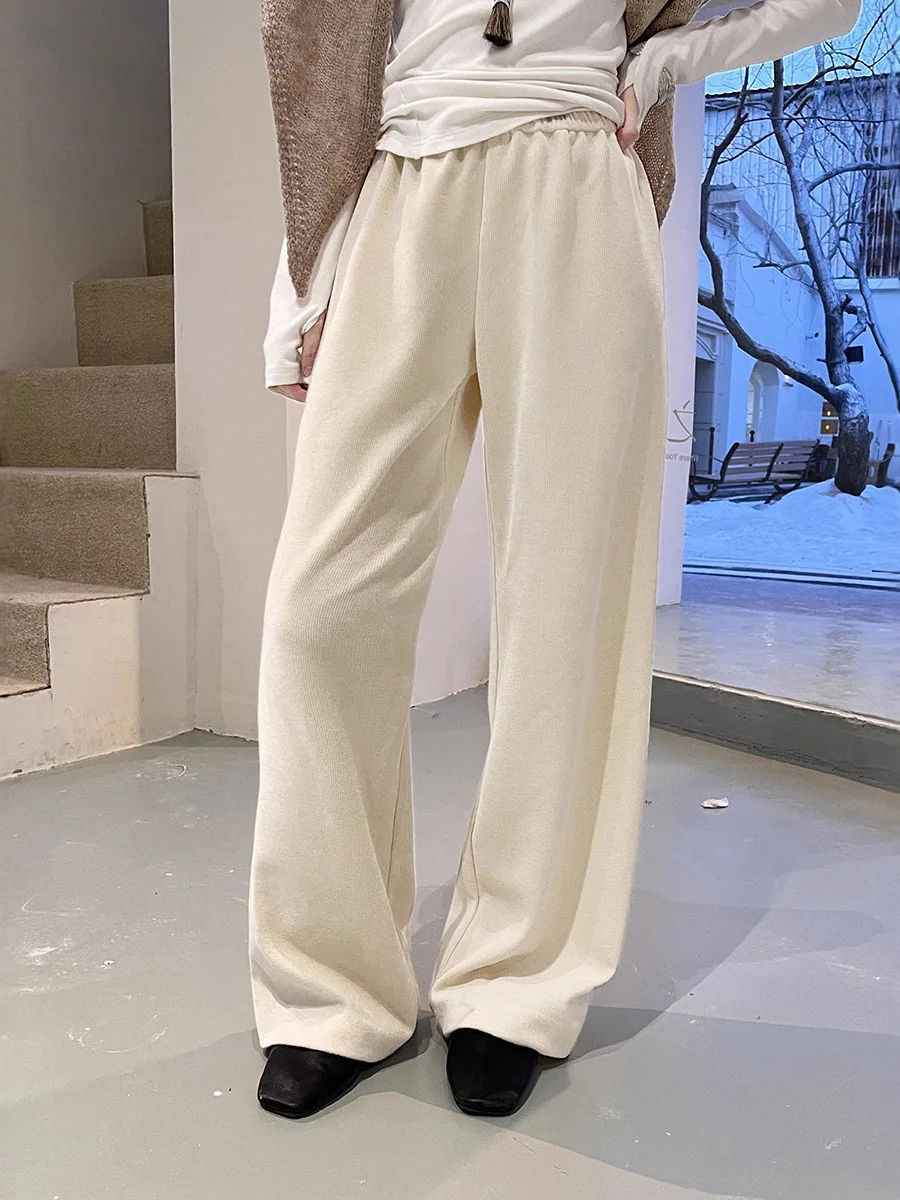 

Повседневные свободные брюки с широкими штанинами для женщин, с высокой талией, прямого кроя, универсальные, в корейском стиле, стройнящие, длинные