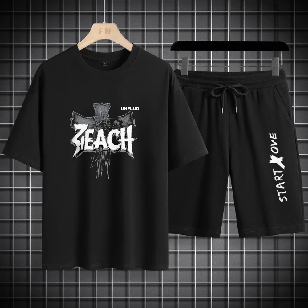 

2025 men's set summer Fashion Sports T-shirts+shorts sets Thin Men Two Piece Set Breathable Casual Sportswear Stylish Outfit