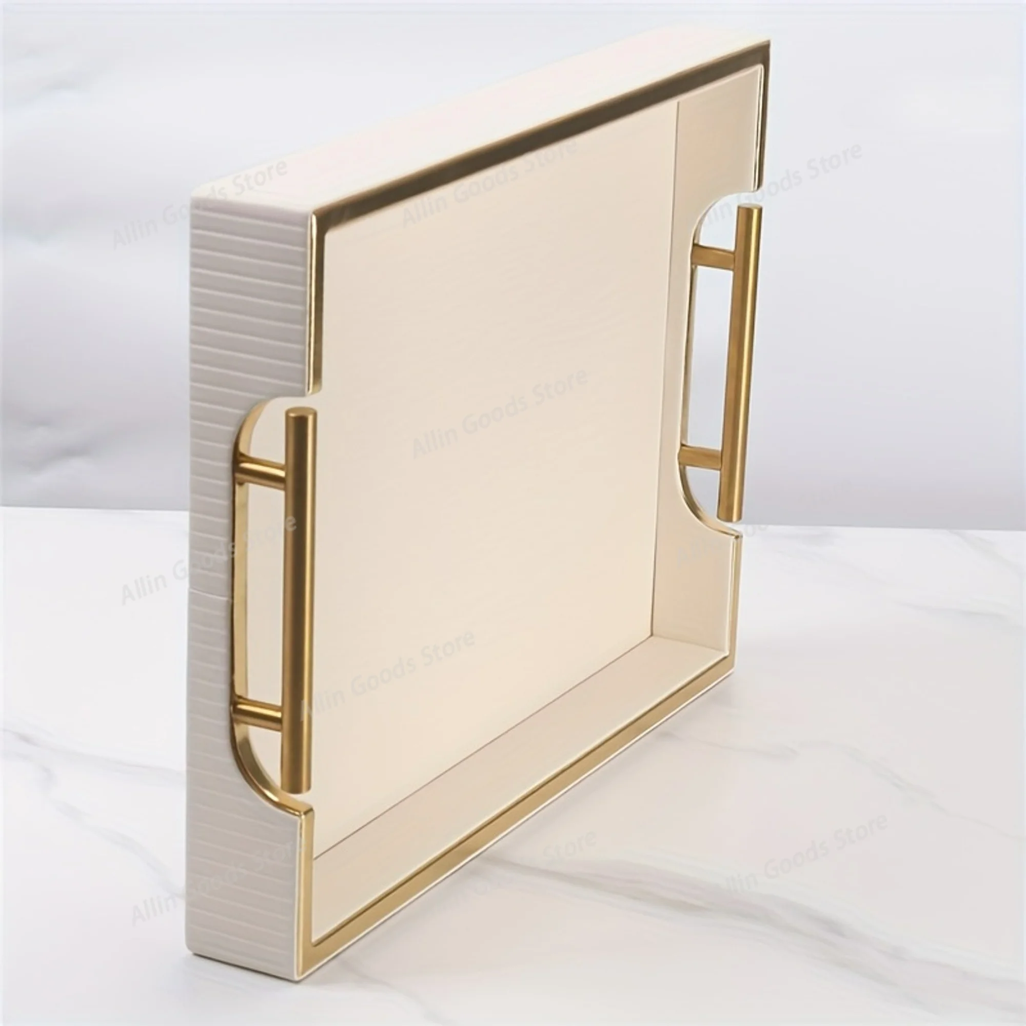 Luxury Leather Decorative Storage Tray Tabletop Organizer For Living Room Entryway Coffee Table Model Home Display