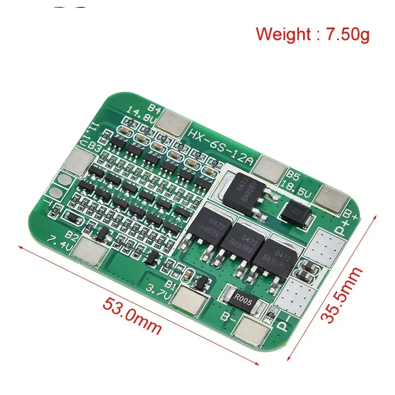 1/5/10pcs 6S 12A 24V PCB BMS Protection Board for 6 Pack 18650 Li-ion Lithium Battery Cell Module New Arrival