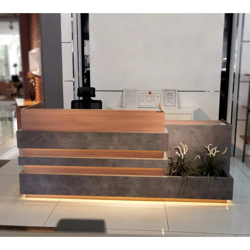 custom.Reception Desk Checkout Counter Small Nail Salon Office Reception Desk Beauty Salon Cashier Table With Led Lights