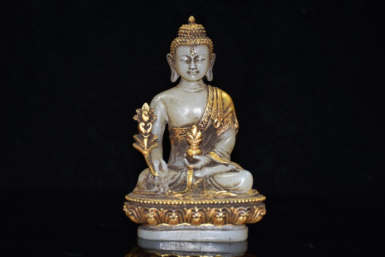 

Collection Old Tibetan Glaze Glass Buddhism Bodhisattva Gild Sakyamuni Buddha Statue