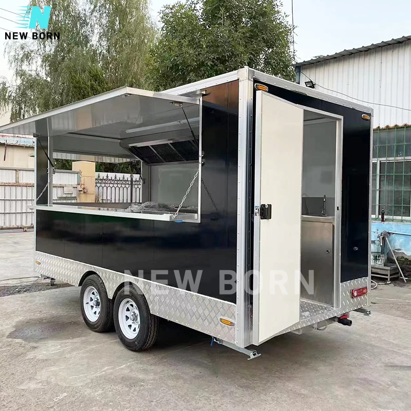 NEWBORN China Snack Concession Fast Food Bakery Food Trailer Cart Mobile Burger Food Van Truck for Sale Usa