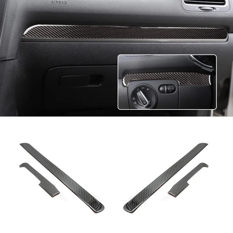 

For VW Golf 6 MK6 2010 2011 2012 2013 Car Center Control Dashboard Panel Strip Cover Sticker Trim Accessories Soft Carbon Fiber