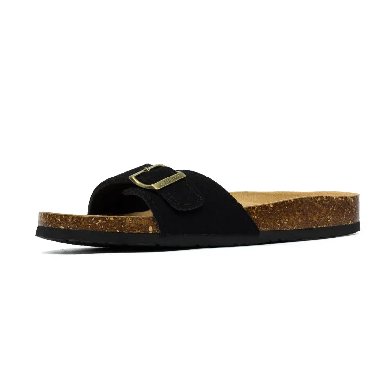 2024Flat Cork Slippers Single-buckle Sandals for men and women Casual Beach Non-slip Outside Nubuck Leather Slip on Slides Shoes