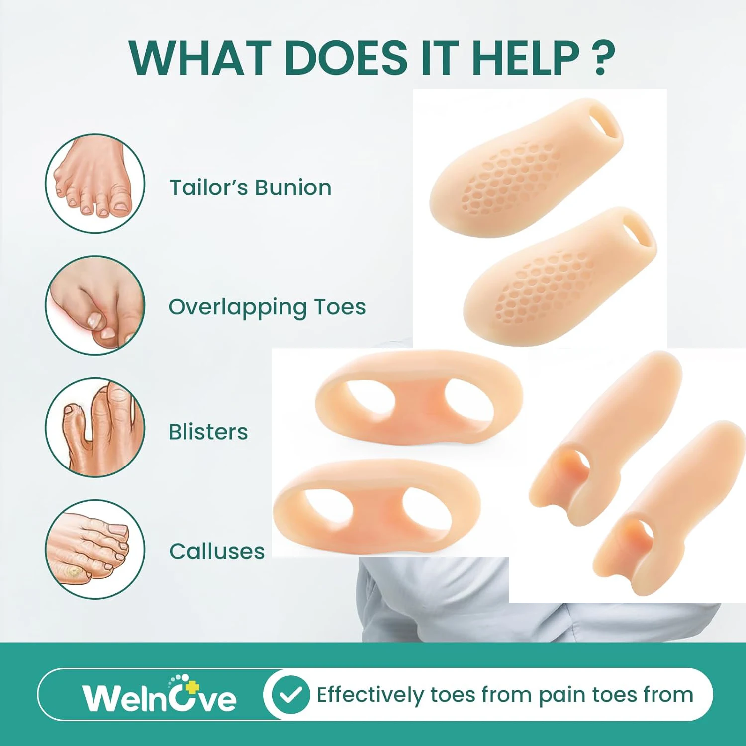 2 個のジェルつま先プロテクター外反母趾矯正パッドつま先スペーサーセパレーター外反母趾矯正器足調整器ペディキュアフットケアツール