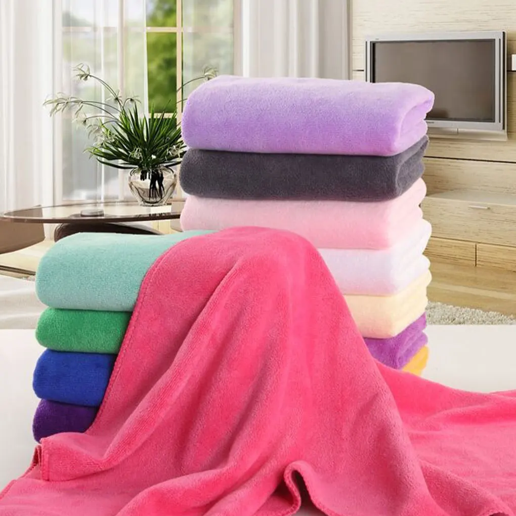 Microfiber Bath Towel Double-Sided Velour Spa Fitness Washrag Machine Washable Washcloth Bathroom Gray 100200/Thick