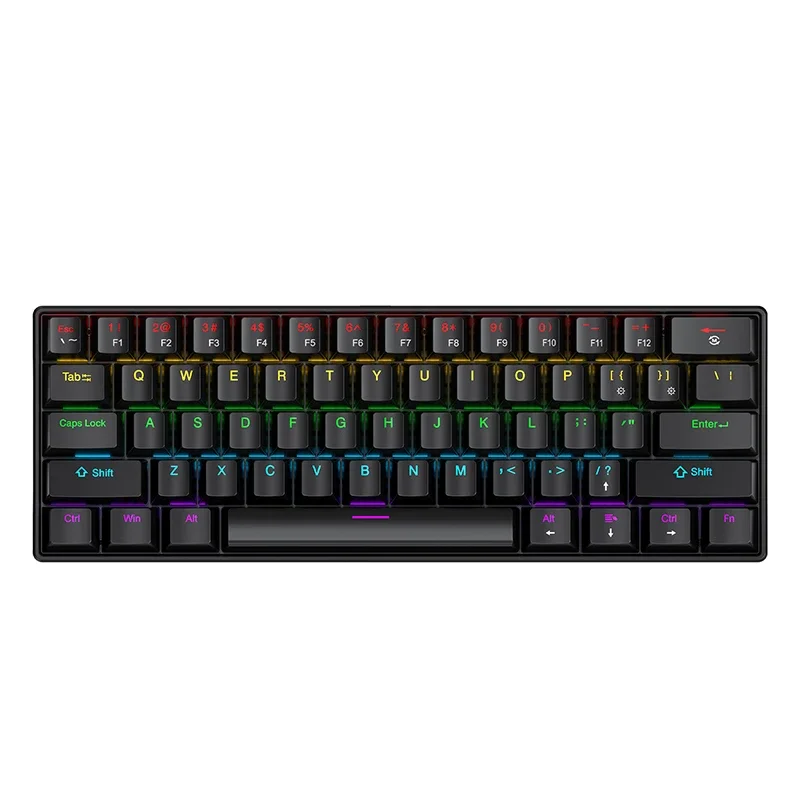 APAYADO K61 60% Mechanical Gaming Keyboard 61 Keys Wired RGB Backlit Red Blue Switch Type C Mini Keyboard PC Laptop