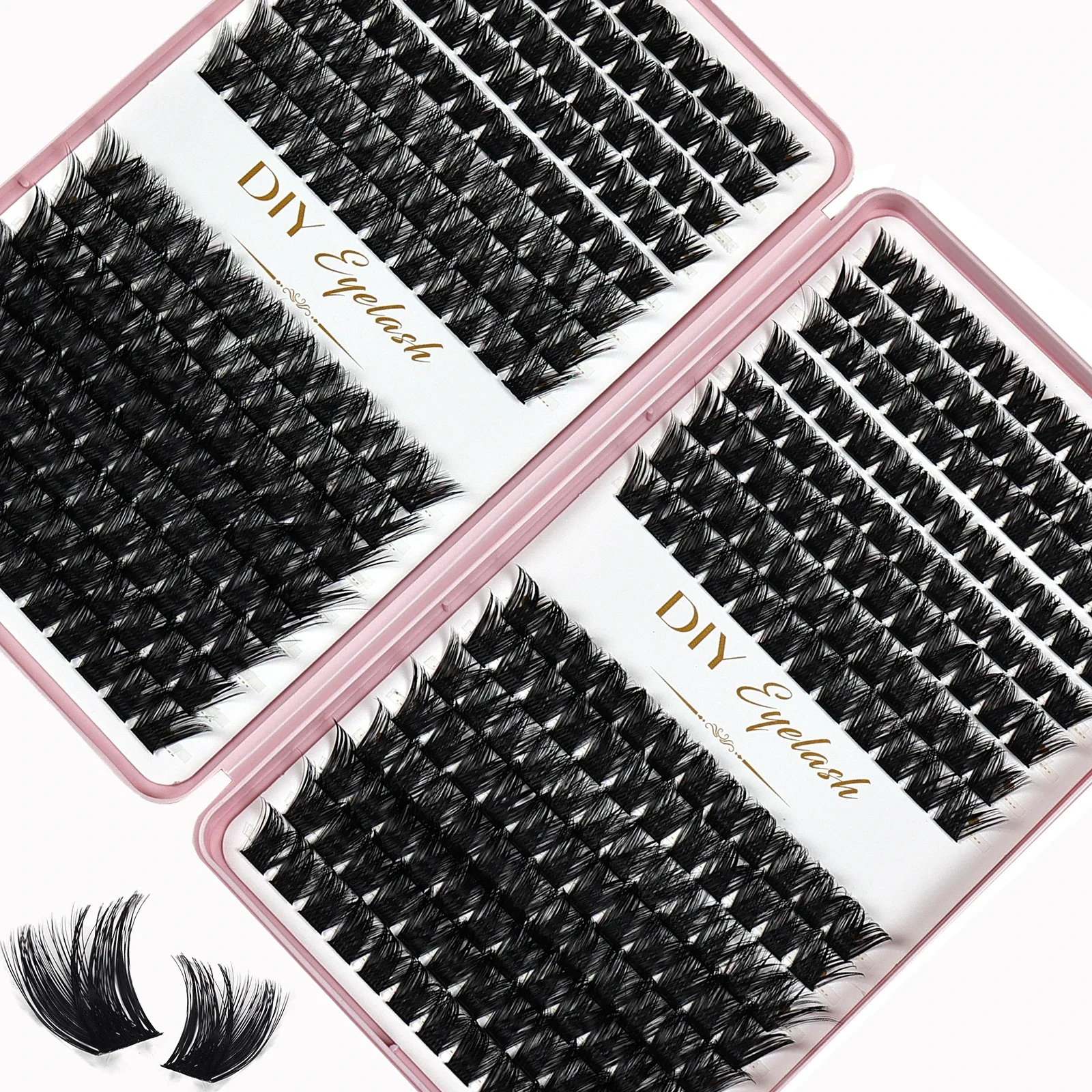 Individual Lashes 10-14mm 384pcs Cluster Lashes Natural Look Mixed Tray DIY Eyelash Extension Volume Clusters Eyelashes