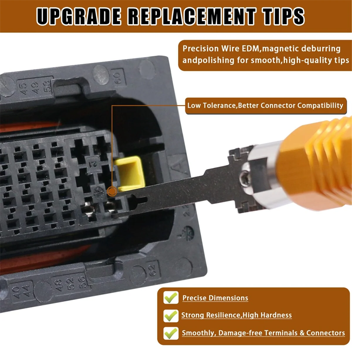 Electrical Pin Removal Tool Kit,Double Tip Replacement Terminal Removal Tool,Suitable for AMP,Metri Pack,Molex Connector image 3