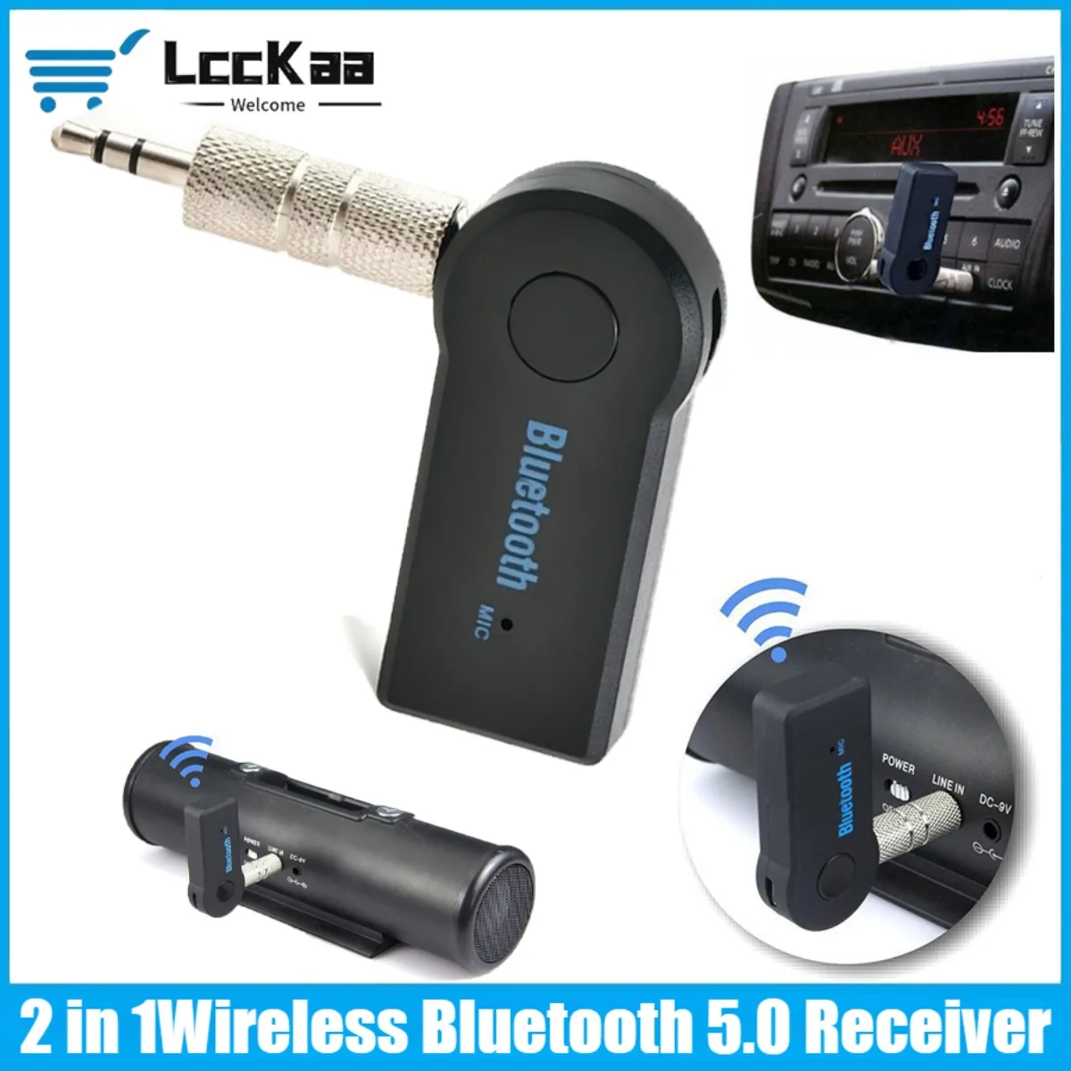 

Bluetooth 5.0 Audio Receiver Wireless Music Transmitter 3.5mm Stereo AUX Receiver Adapter for Car Speaker Headphone Audio Aux